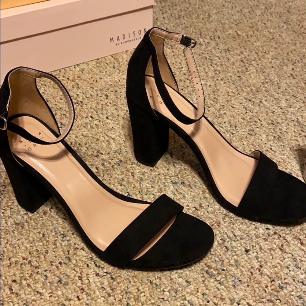Black sued sandals